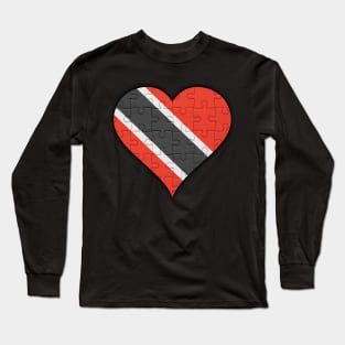 Trinidadian And Tobagoan Jigsaw Puzzle Heart Design - Gift for Trinidadian And Tobagoan With Trinidad And Tobago Roots Long Sleeve T-Shirt